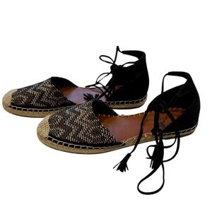 Indigo Road Woven Espadrille Lace Up Flats Sz 7